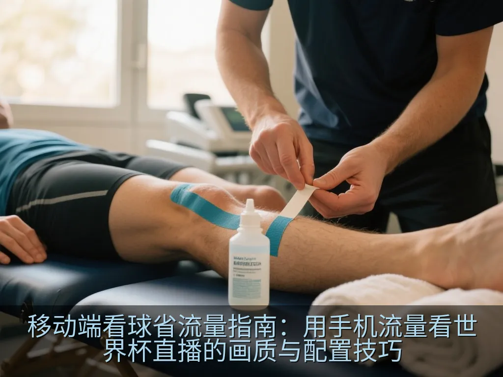 一名年轻球迷在黄昏的户外公园使用手机观看体育赛事直播，背景是温暖的城市落日